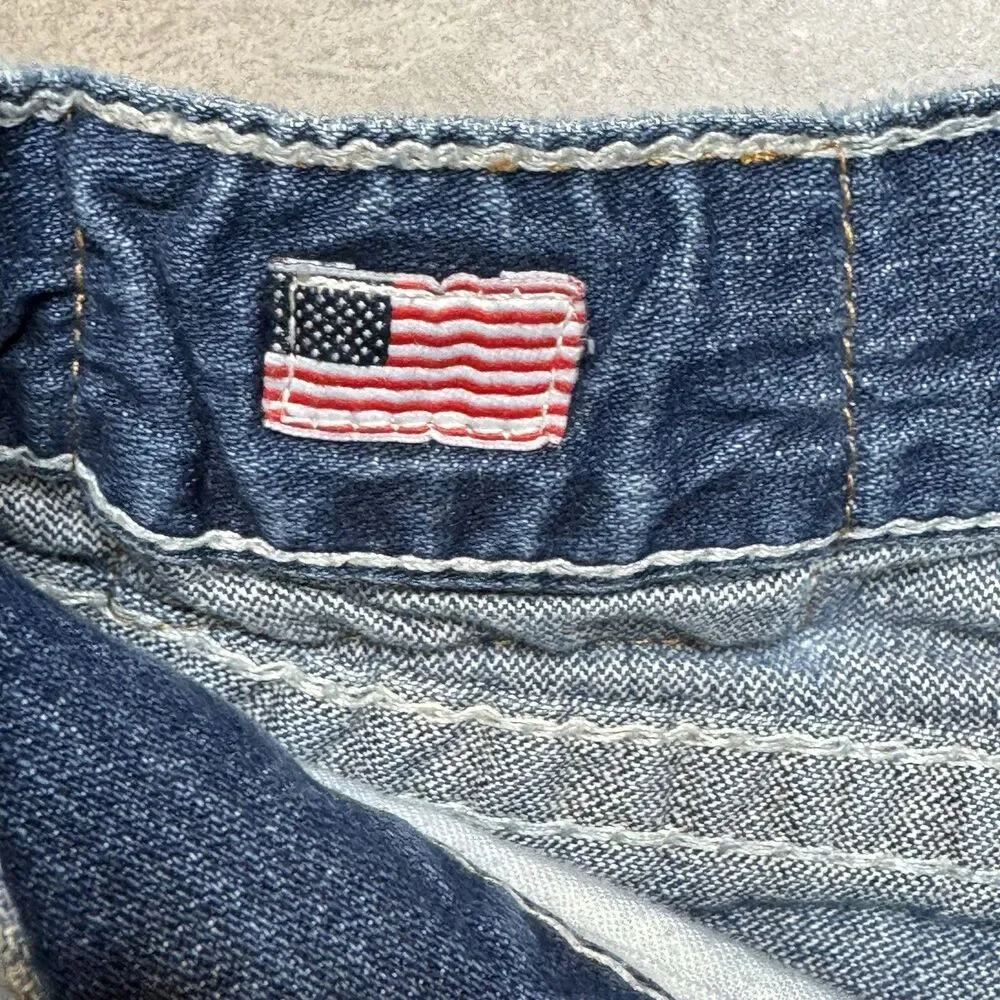 True Religion Ricky Relaxed Straight Jeans 40x34 Distressed Made in USA